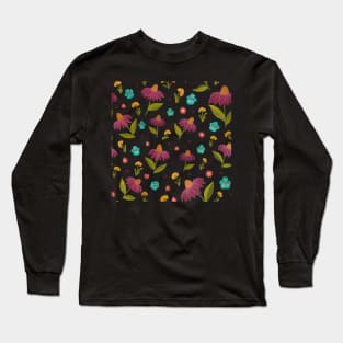 Hand Painted Gouache Floral Pattern Long Sleeve T-Shirt